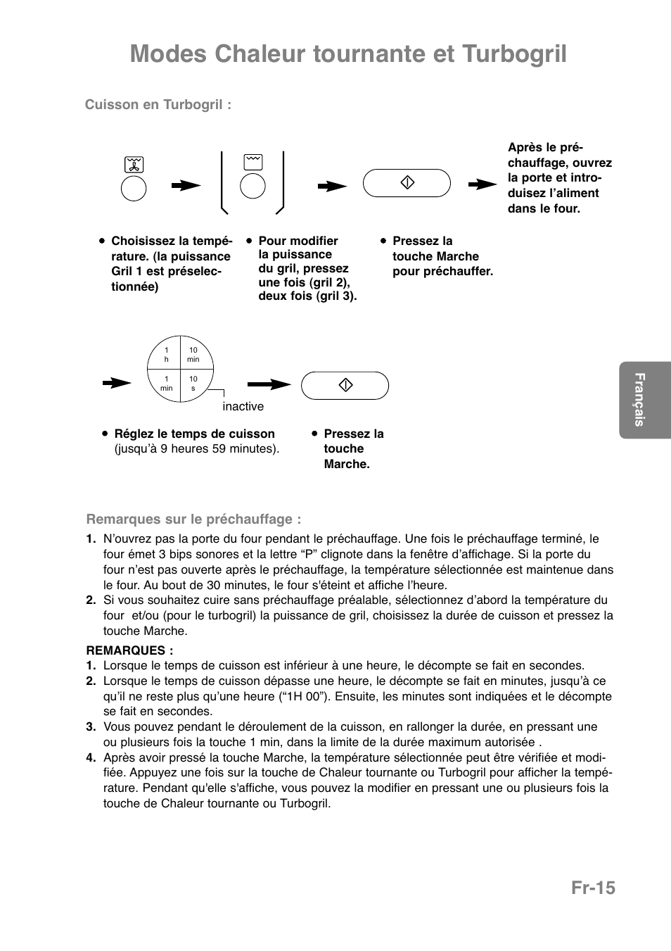 Modes chaleur tournante et turbogril, Fr-15 | Panasonic NNCT850WEPG User Manual | Page 120 / 273