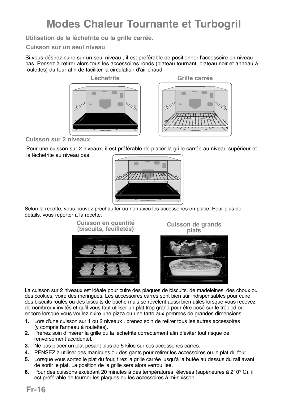 Modes chaleur tournante et turbogril, Fr-16 | Panasonic NNCT850WEPG User Manual | Page 121 / 273