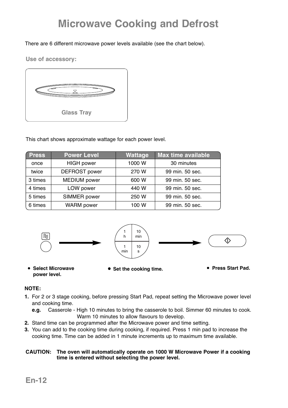 Microwave cooking and defrost, En-12 | Panasonic NNCT850WEPG User Manual | Page 14 / 273