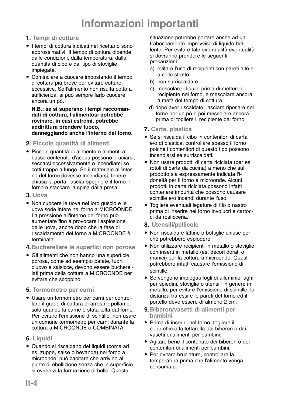 Informazioni importanti, It-4 | Panasonic NNCT850WEPG User Manual | Page 143 / 273