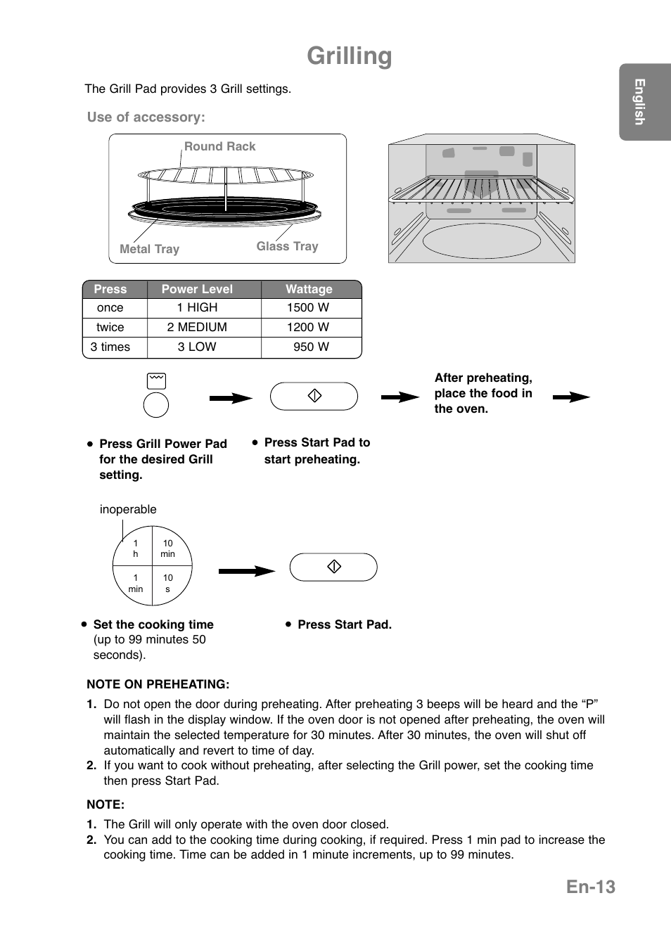 Grilling, En-13 | Panasonic NNCT850WEPG User Manual | Page 15 / 273