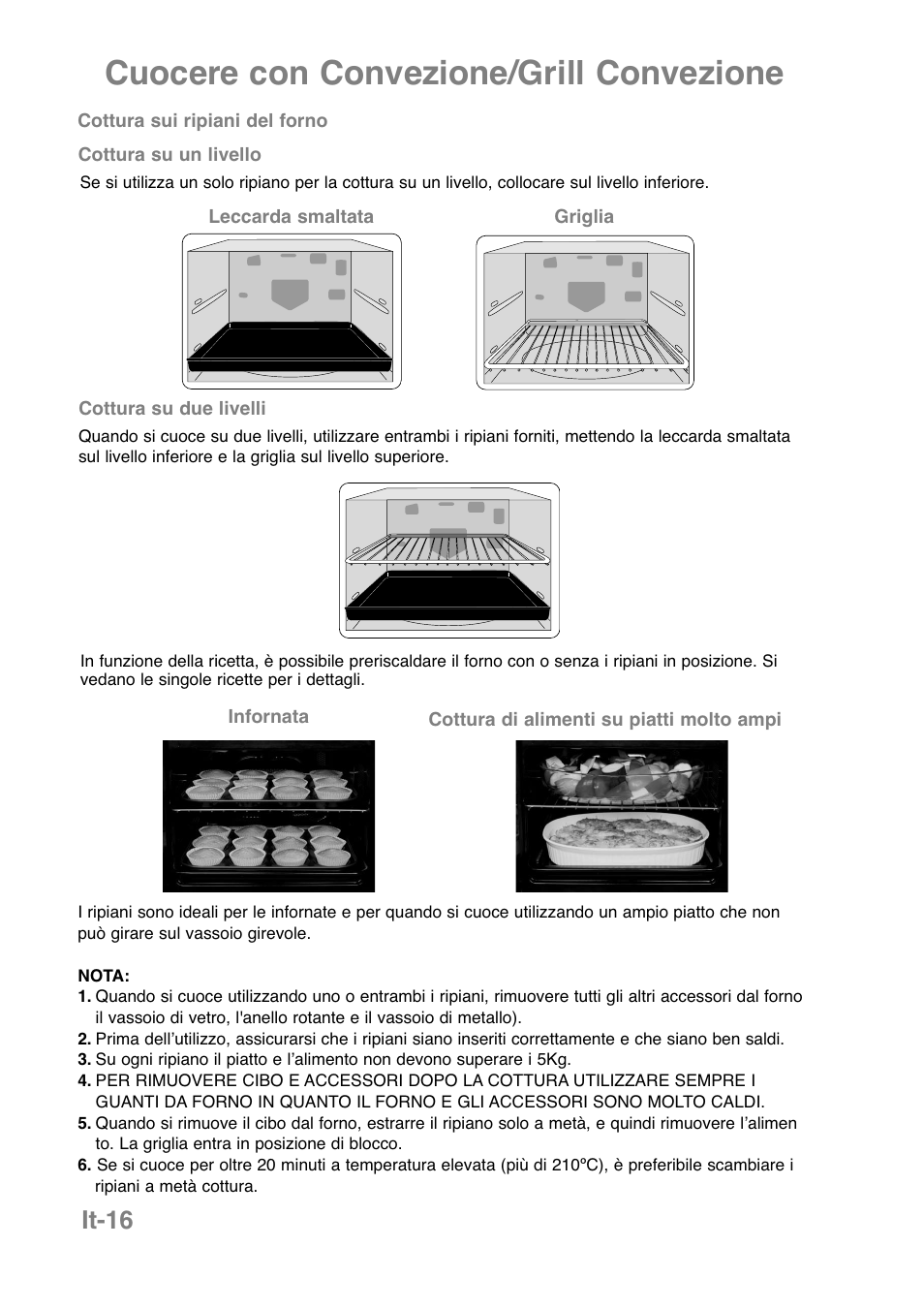 Cuocere con convezione/grill convezione, It-16 | Panasonic NNCT850WEPG User Manual | Page 155 / 273