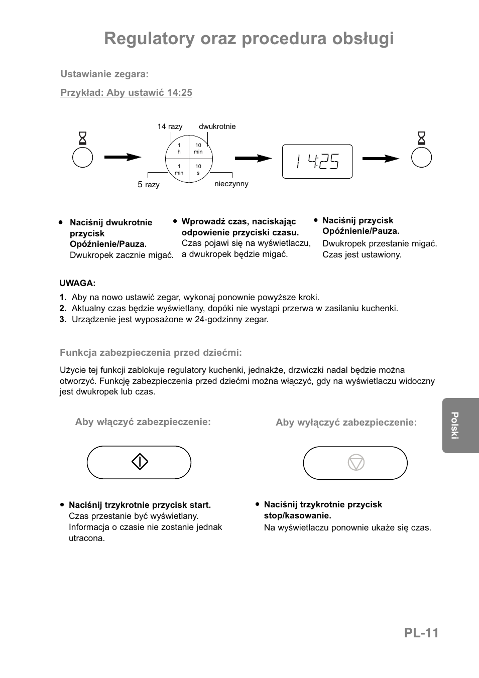 Regulatory oraz procedura obsługi, Pl-11 | Panasonic NNCT850WEPG User Manual | Page 184 / 273