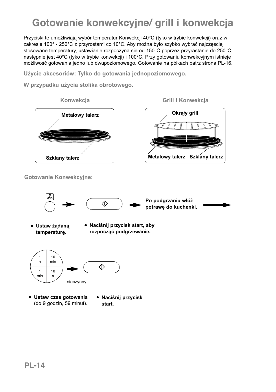 Gotowanie konwekcyjne/ grill i konwekcja, Pl-14 | Panasonic NNCT850WEPG User Manual | Page 187 / 273