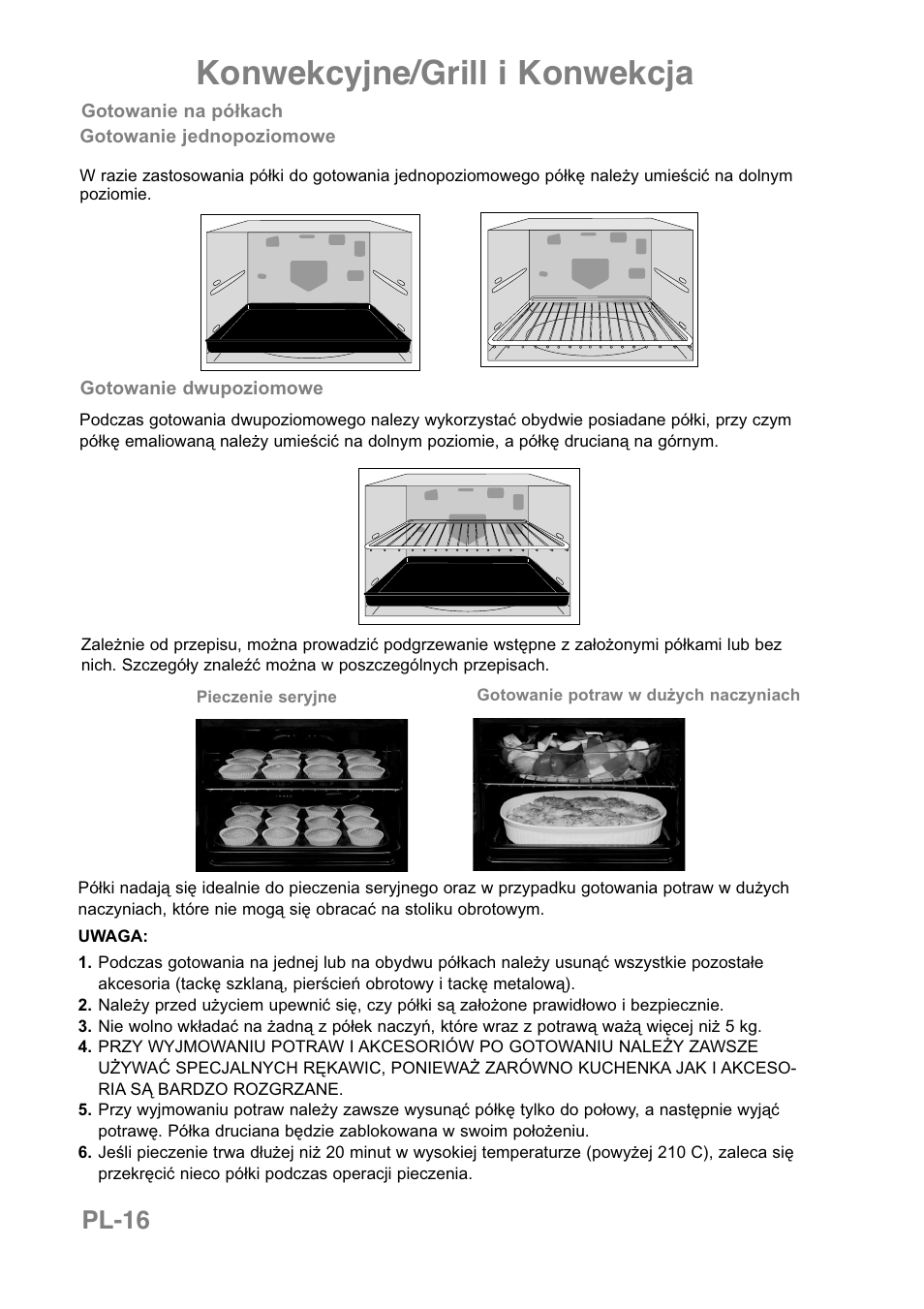 Konwekcyjne/grill i konwekcja, Pl-16 | Panasonic NNCT850WEPG User Manual | Page 189 / 273