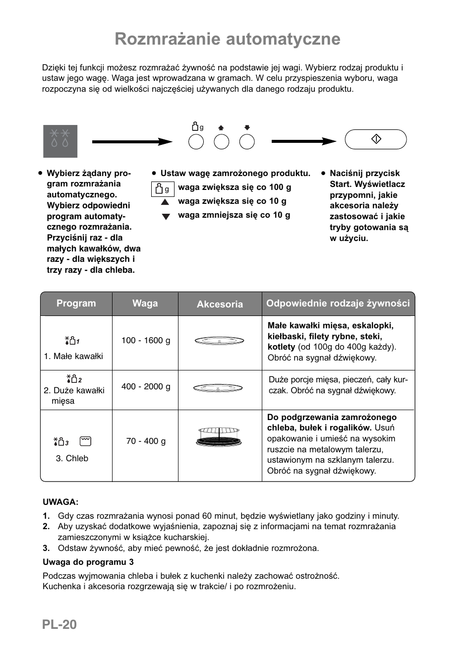 Rozmrażanie automatyczne, Pl-20 | Panasonic NNCT850WEPG User Manual | Page 193 / 273