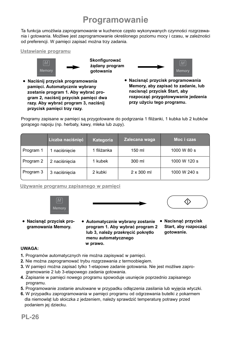 Programowanie, Pl-26 | Panasonic NNCT850WEPG User Manual | Page 199 / 273