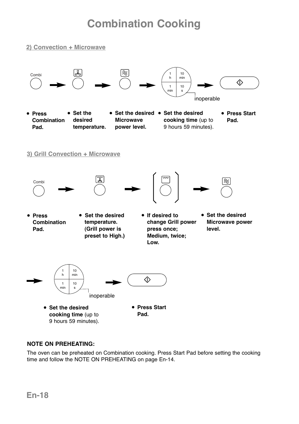 Combination cooking, En-18, 2) convection + microwave | 3) grill convection + microwave | Panasonic NNCT850WEPG User Manual | Page 20 / 273