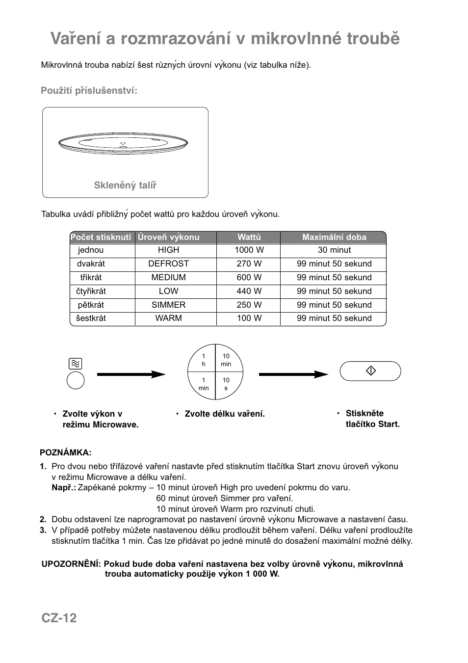 Vaření a rozmrazování v mikrovlnné troubě, Cz-12 | Panasonic NNCT850WEPG User Manual | Page 219 / 273