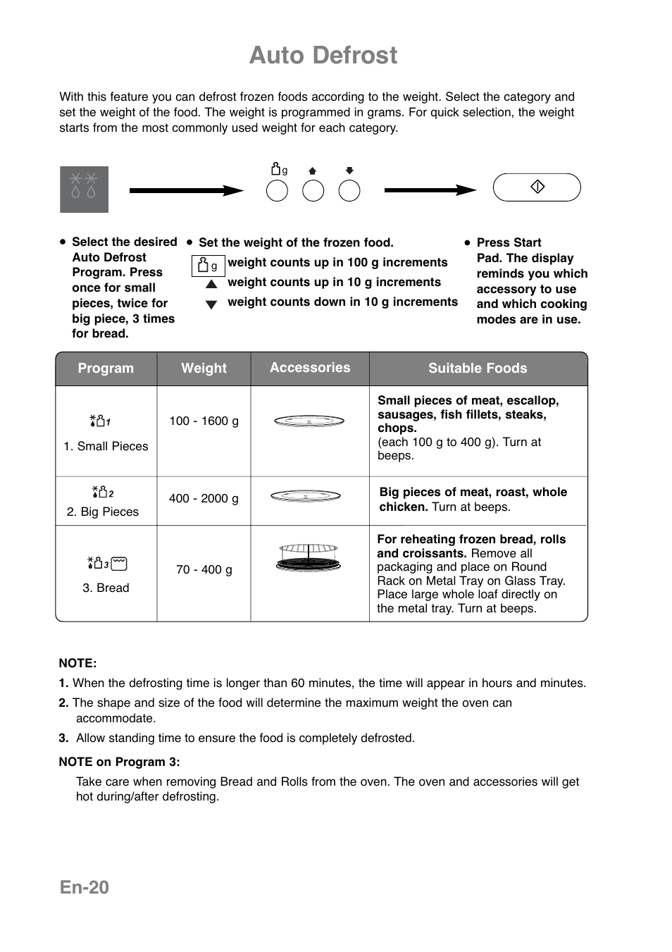 Auto defrost, En-20 | Panasonic NNCT850WEPG User Manual | Page 22 / 273