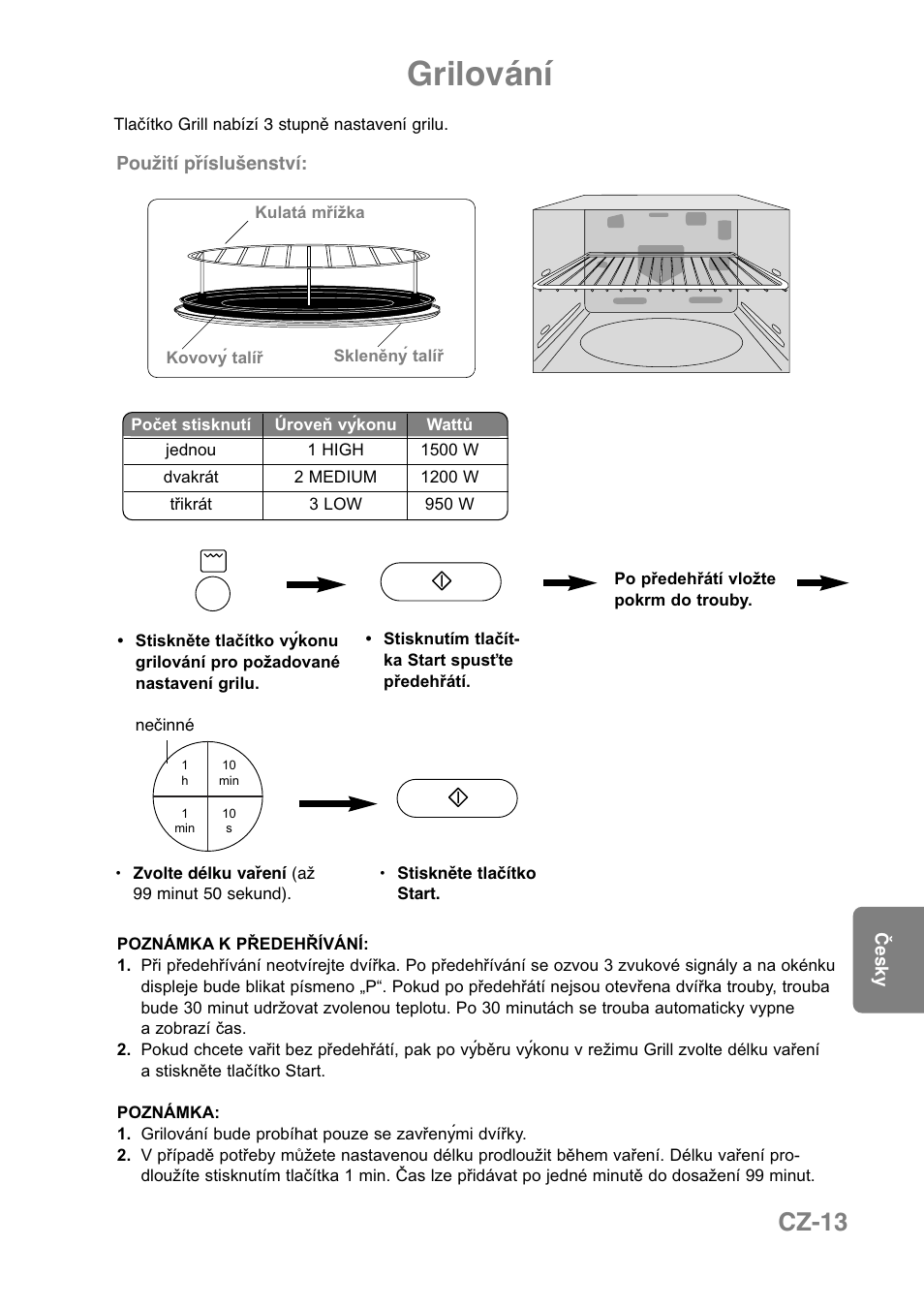 Grilování, Cz-13 | Panasonic NNCT850WEPG User Manual | Page 220 / 273
