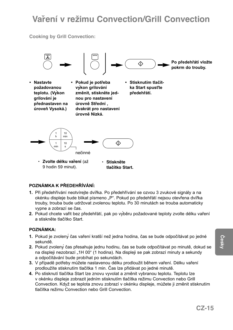Vaření v režimu convection/grill convection, Cz-15 | Panasonic NNCT850WEPG User Manual | Page 222 / 273