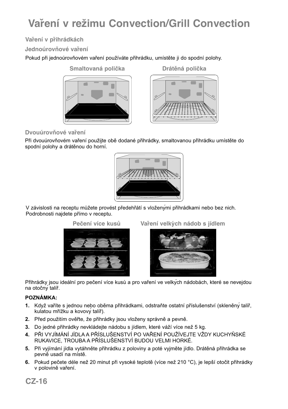 Vaření v režimu convection/grill convection, Cz-16 | Panasonic NNCT850WEPG User Manual | Page 223 / 273