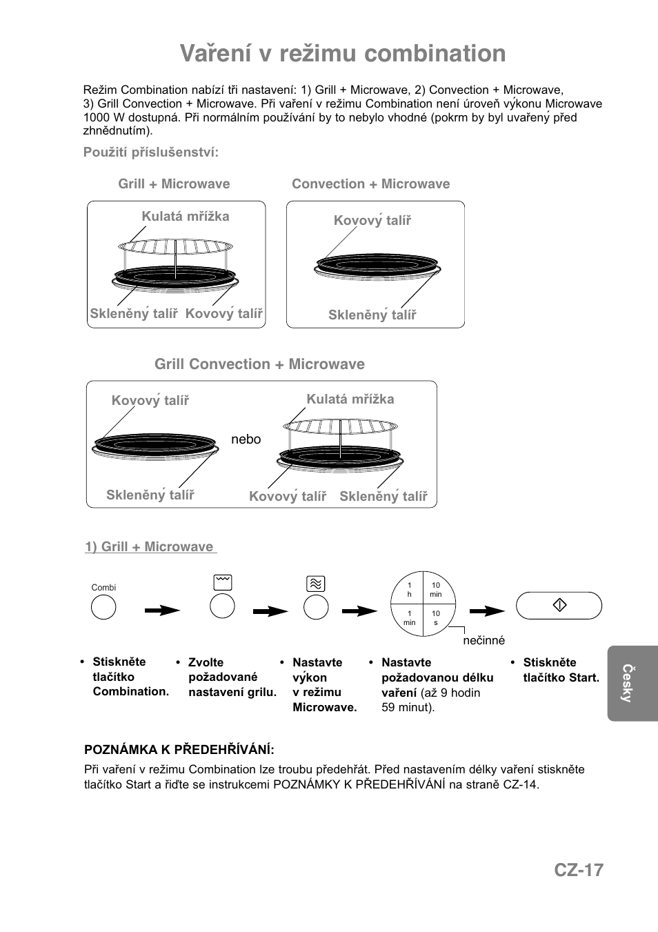 Vaření v režimu combination, Cz-17, Grill convection + microwave | Panasonic NNCT850WEPG User Manual | Page 224 / 273