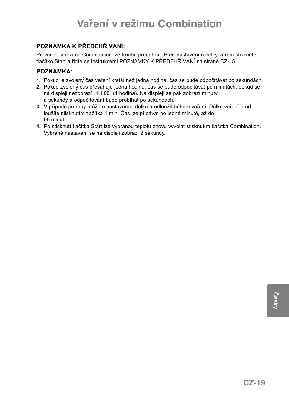 Vaření v režimu combination, Cz-19 | Panasonic NNCT850WEPG User Manual | Page 226 / 273