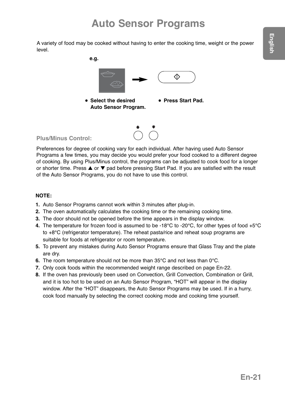 Auto sensor programs, En-21 | Panasonic NNCT850WEPG User Manual | Page 23 / 273