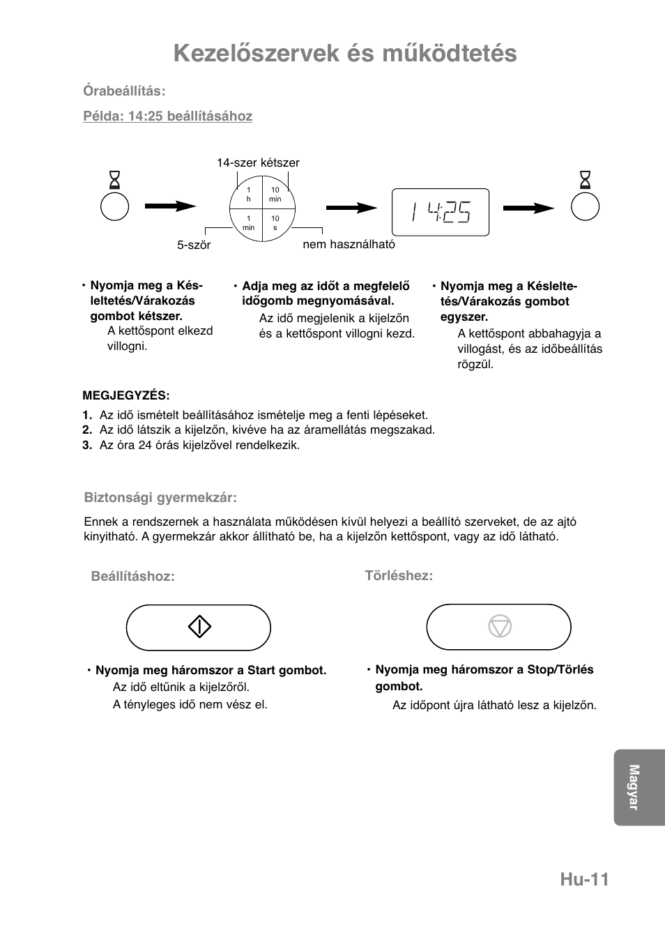 Kezelőszervek és működtetés, Hu-11 | Panasonic NNCT850WEPG User Manual | Page 252 / 273