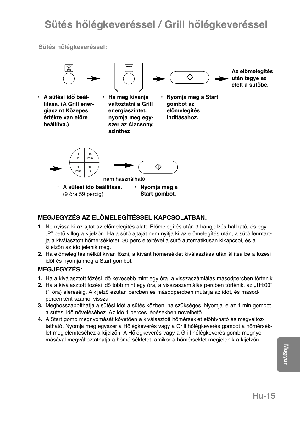 Sütés hőlégkeveréssel / grill hőlégkeveréssel, Hu-15 | Panasonic NNCT850WEPG User Manual | Page 256 / 273