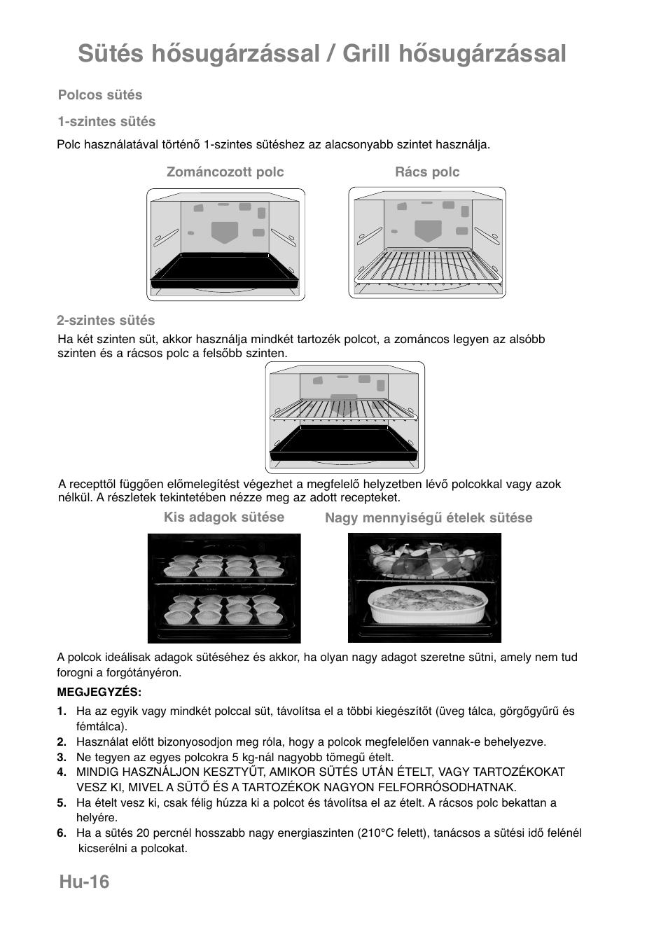 Sütés hősugárzással / grill hősugárzással, Hu-16 | Panasonic NNCT850WEPG User Manual | Page 257 / 273