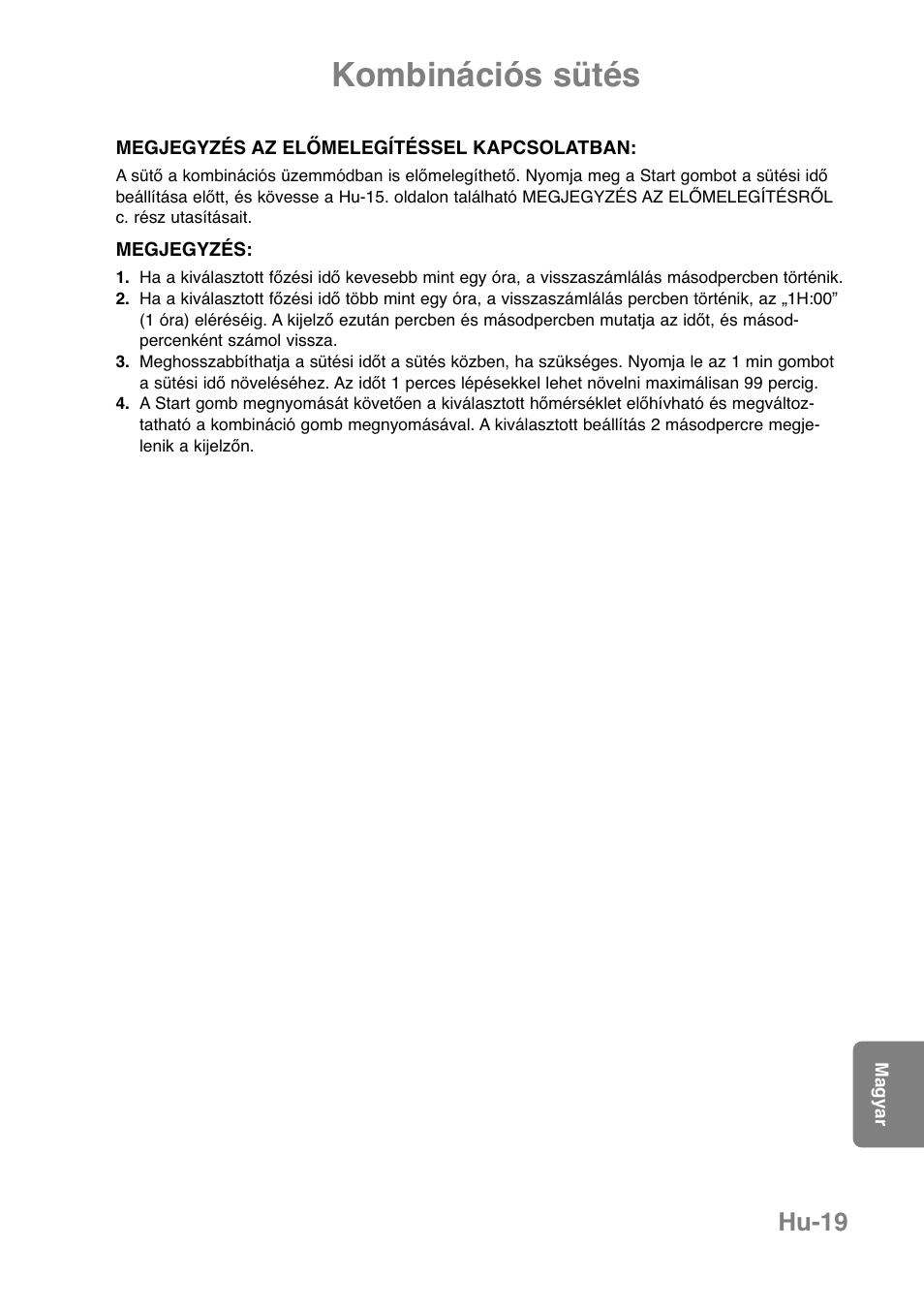 Kombinációs sütés, Hu-19 | Panasonic NNCT850WEPG User Manual | Page 260 / 273