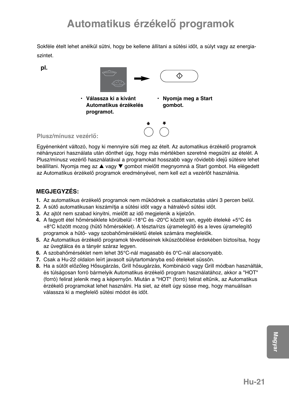 Automatikus érzékelő programok, Hu-21 | Panasonic NNCT850WEPG User Manual | Page 262 / 273