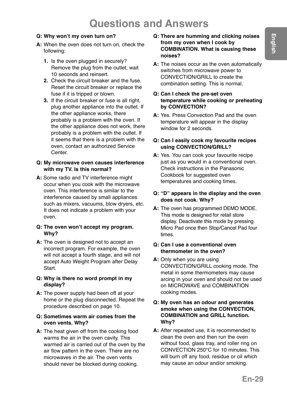 Questions and answers, En-29 | Panasonic NNCT850WEPG User Manual | Page 31 / 273