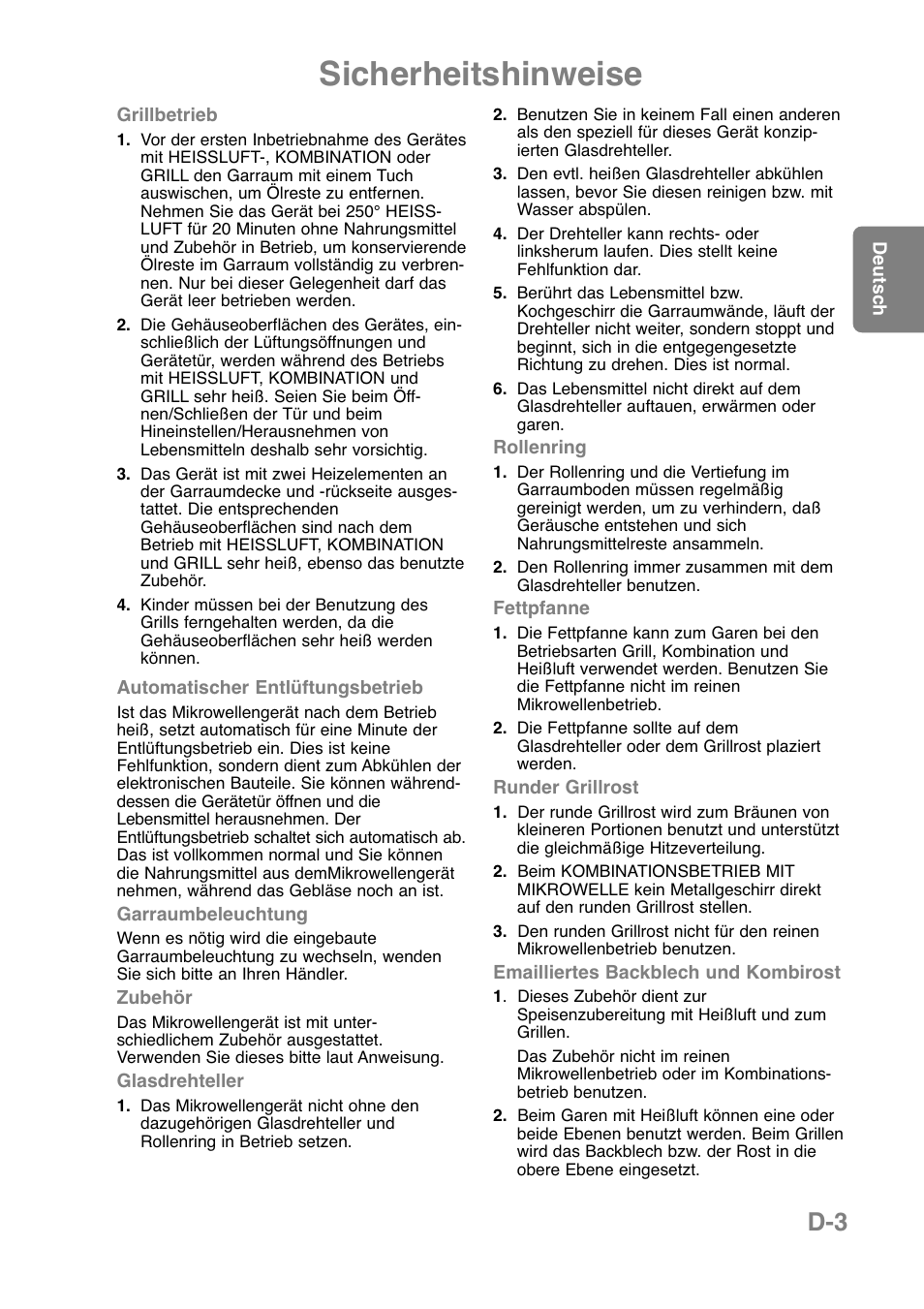 Sicherheitshinweise | Panasonic NNCT850WEPG User Manual | Page 39 / 273