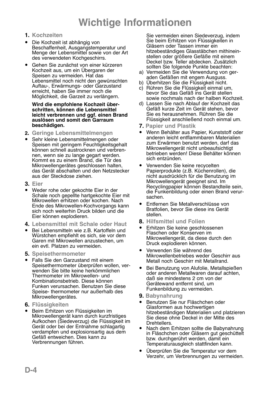 Wichtige informationen | Panasonic NNCT850WEPG User Manual | Page 40 / 273