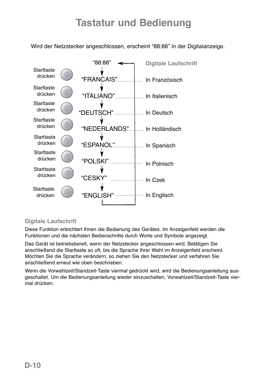 Tastatur und bedienung, D-10 | Panasonic NNCT850WEPG User Manual | Page 46 / 273