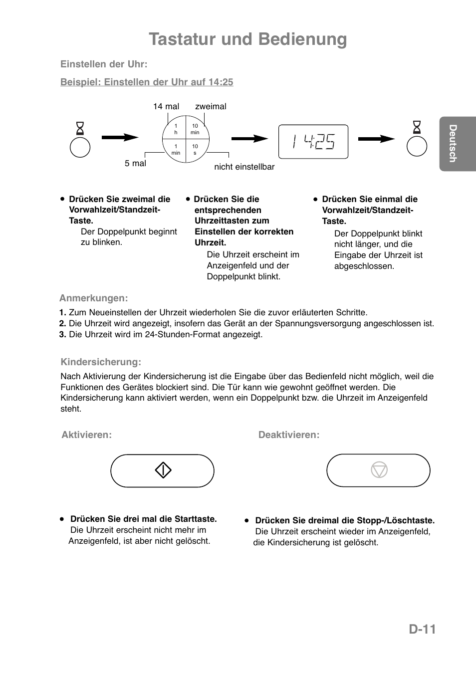 Tastatur und bedienung, D-11 | Panasonic NNCT850WEPG User Manual | Page 47 / 273