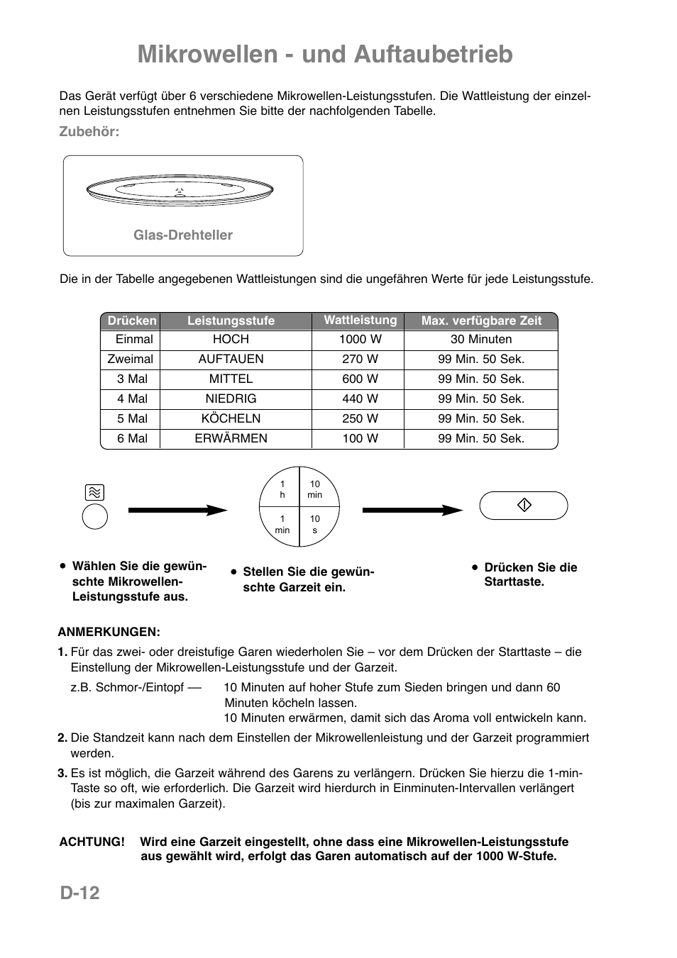 Mikrowellen - und auftaubetrieb, D-12 | Panasonic NNCT850WEPG User Manual | Page 48 / 273