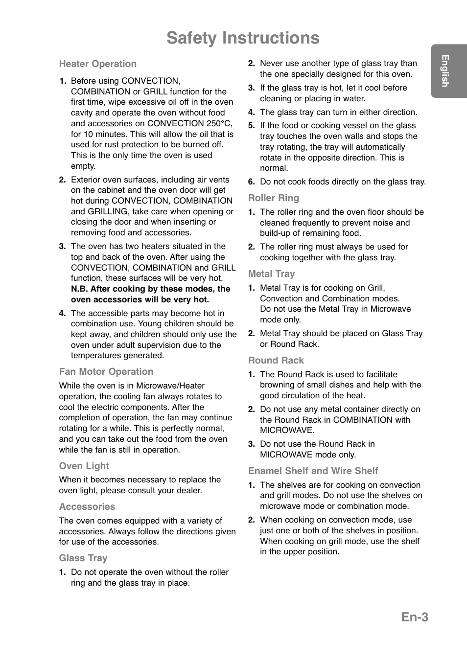 Safety instructions, En-3 | Panasonic NNCT850WEPG User Manual | Page 5 / 273