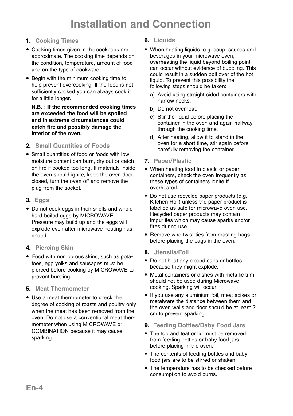 Installation and connection, En-4 | Panasonic NNCT850WEPG User Manual | Page 6 / 273