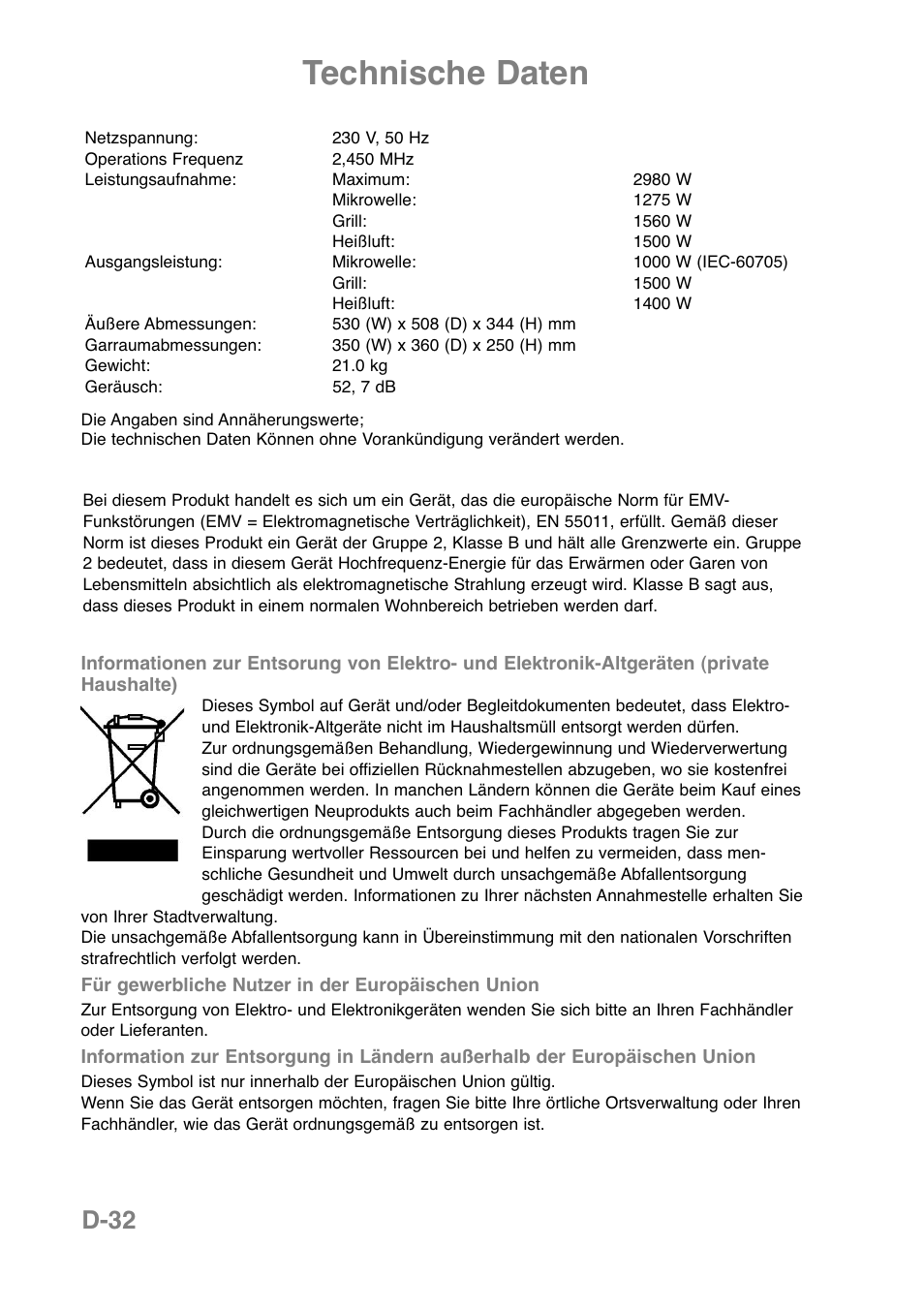 Technische daten, D-32 | Panasonic NNCT850WEPG User Manual | Page 68 / 273