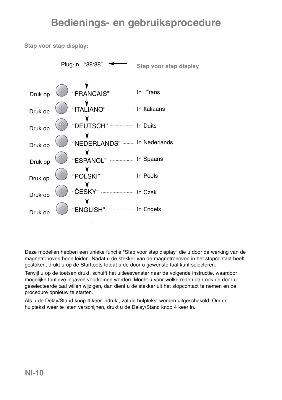 Bedienings- en gebruiksprocedure, Nl-10 | Panasonic NNCT850WEPG User Manual | Page 81 / 273