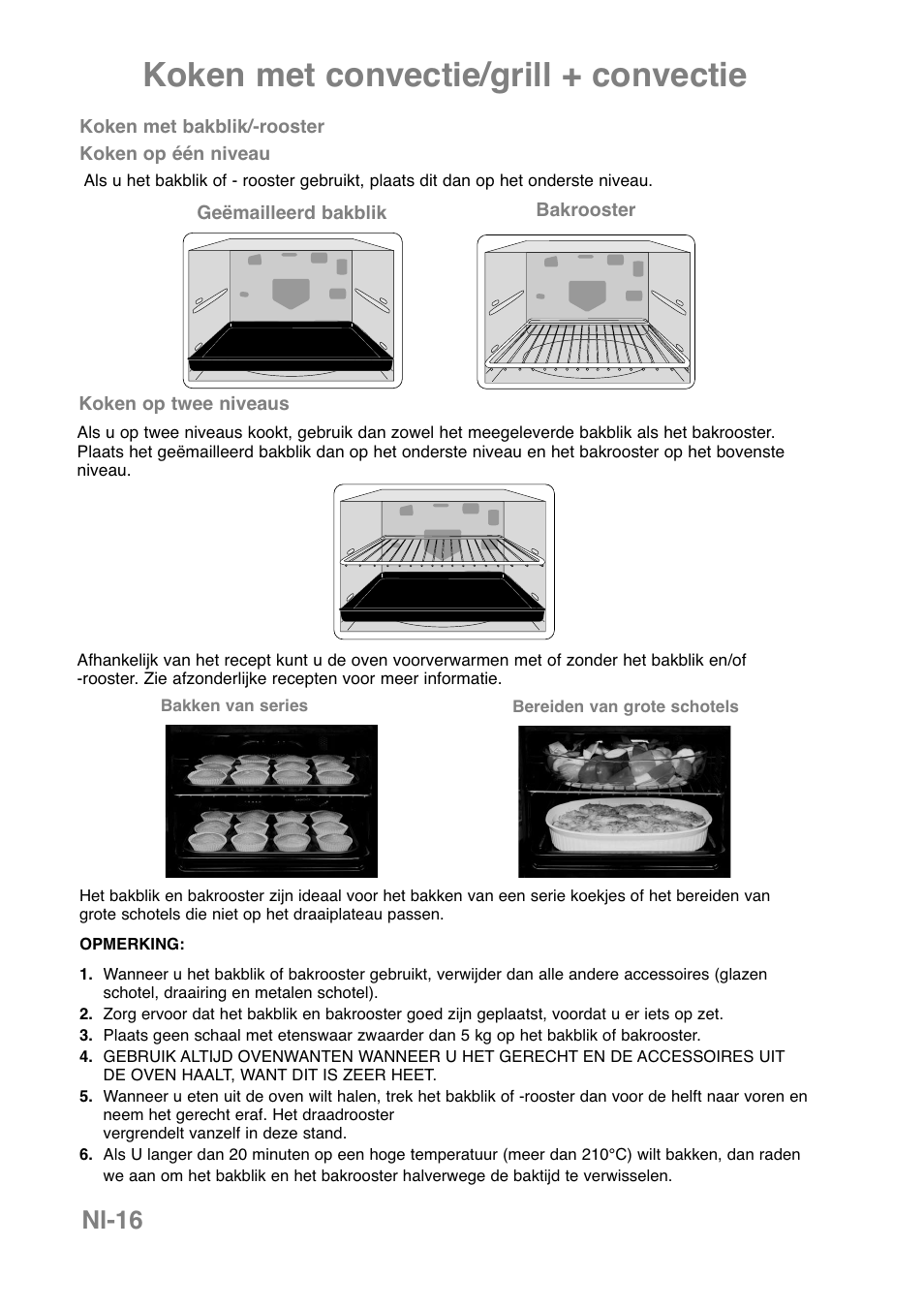 Koken met convectie/grill + convectie, Nl-16 | Panasonic NNCT850WEPG User Manual | Page 87 / 273