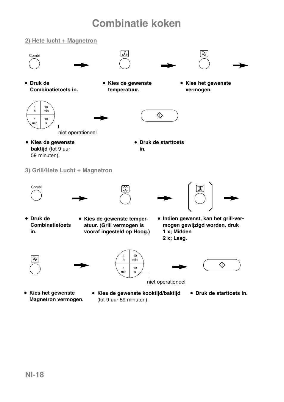 Combinatie koken, Nl-18, 2) hete lucht + magnetron | 3) grill/hete lucht + magnetron | Panasonic NNCT850WEPG User Manual | Page 89 / 273