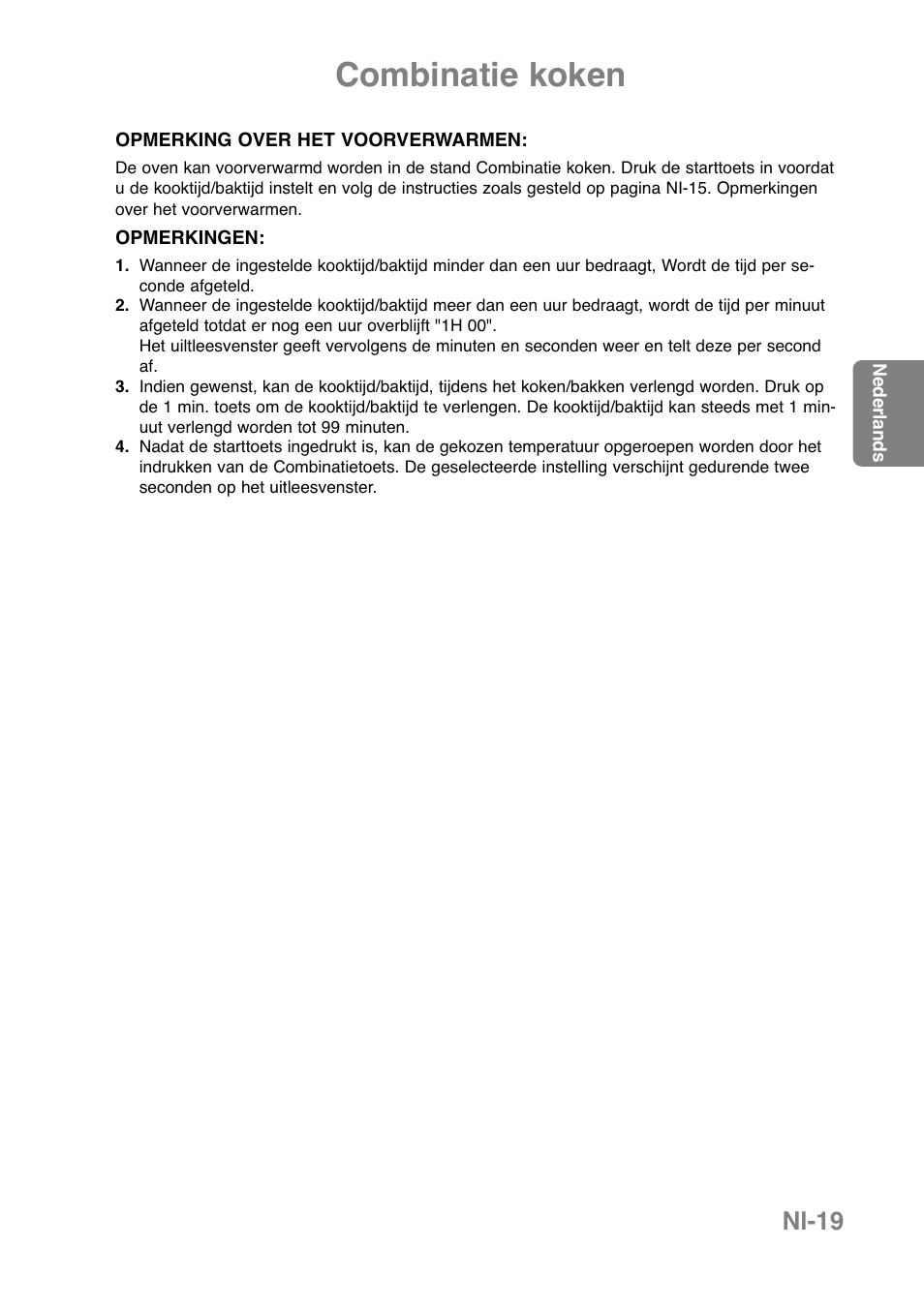 Combinatie koken, Nl-19 | Panasonic NNCT850WEPG User Manual | Page 90 / 273
