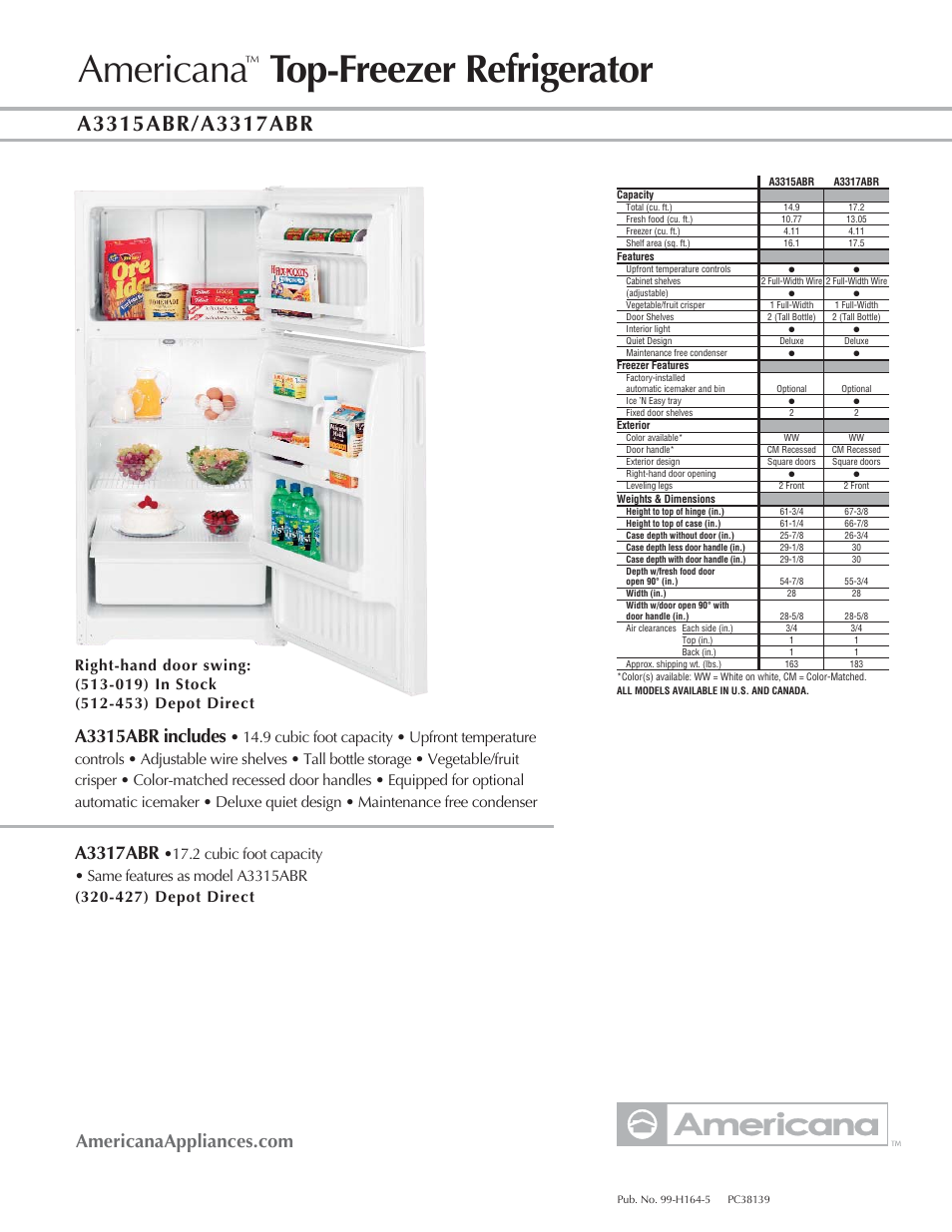 Americana Appliances A3317ABR User Manual | 1 page