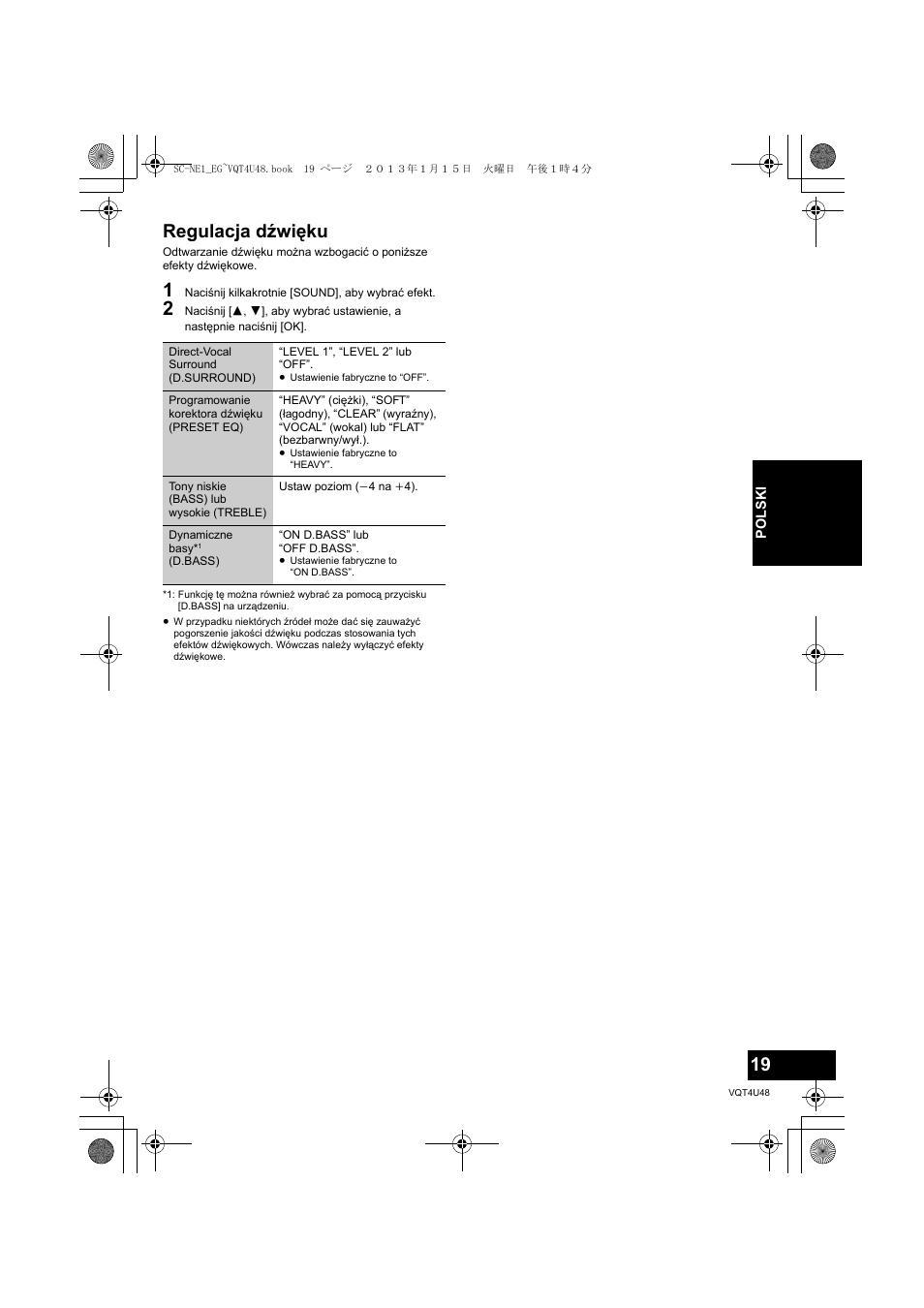 Regulacja dźwięku | Panasonic SCNE1EG User Manual | Page 19 / 40