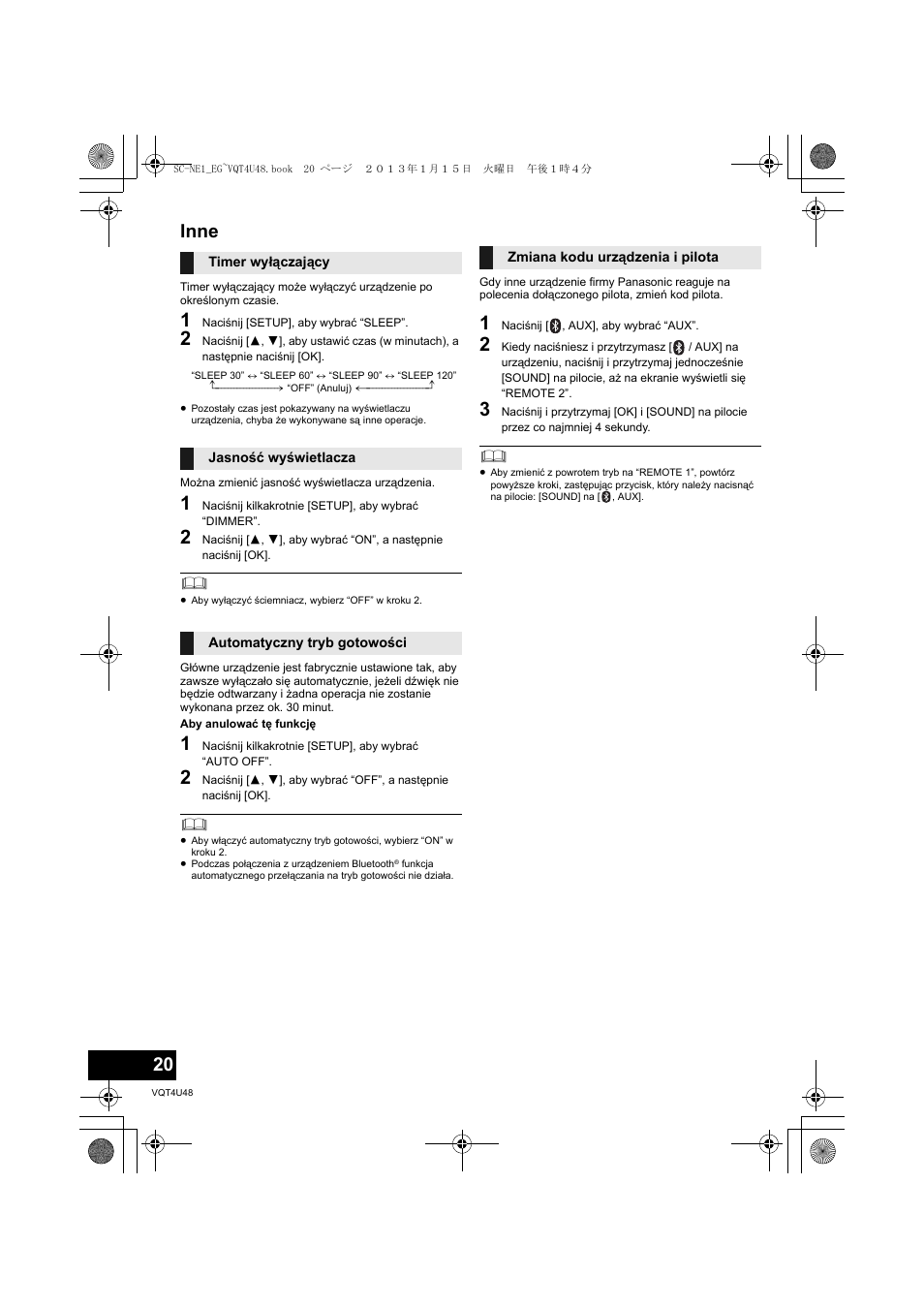 Inne | Panasonic SCNE1EG User Manual | Page 20 / 40