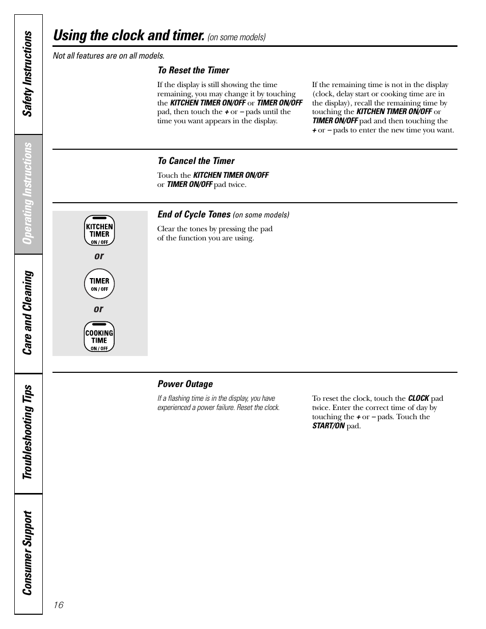 Using the clock and timer | Americana Appliances ABS200 User Manual | Page 16 / 40