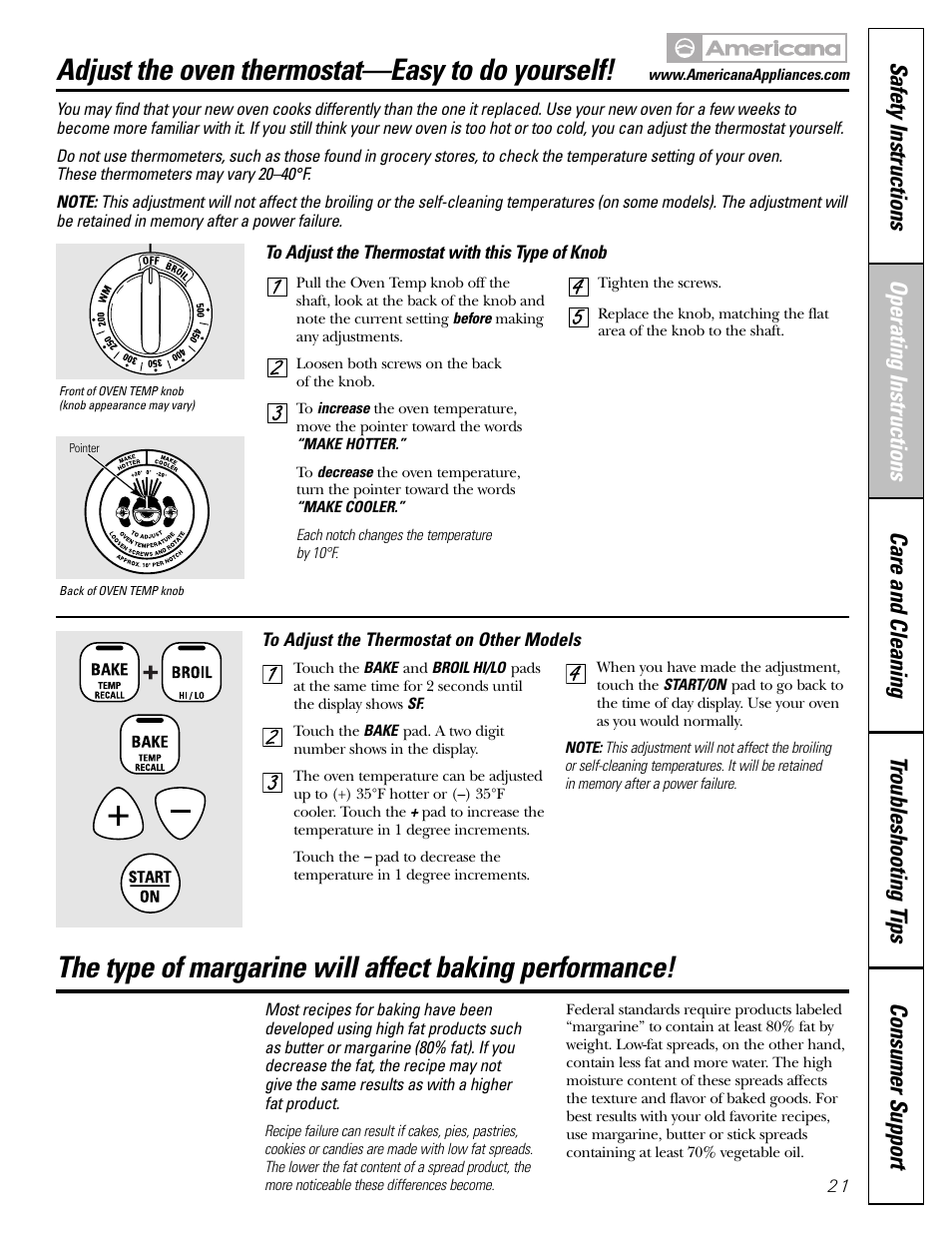 Adjust the oven thermostat—easy to do yourself | Americana Appliances ABS200 User Manual | Page 21 / 40