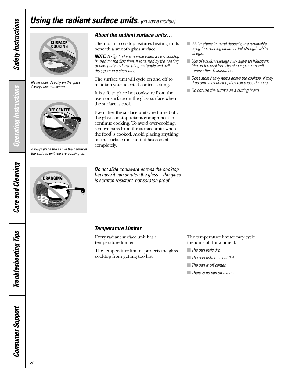 Using the radiant surface units | Americana Appliances ABS200 User Manual | Page 8 / 40
