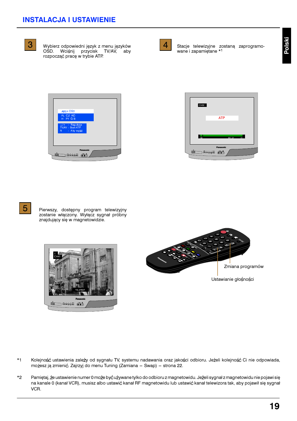 Instalacja i ustawienie | Panasonic TX21S3TP User Manual | Page 19 / 40