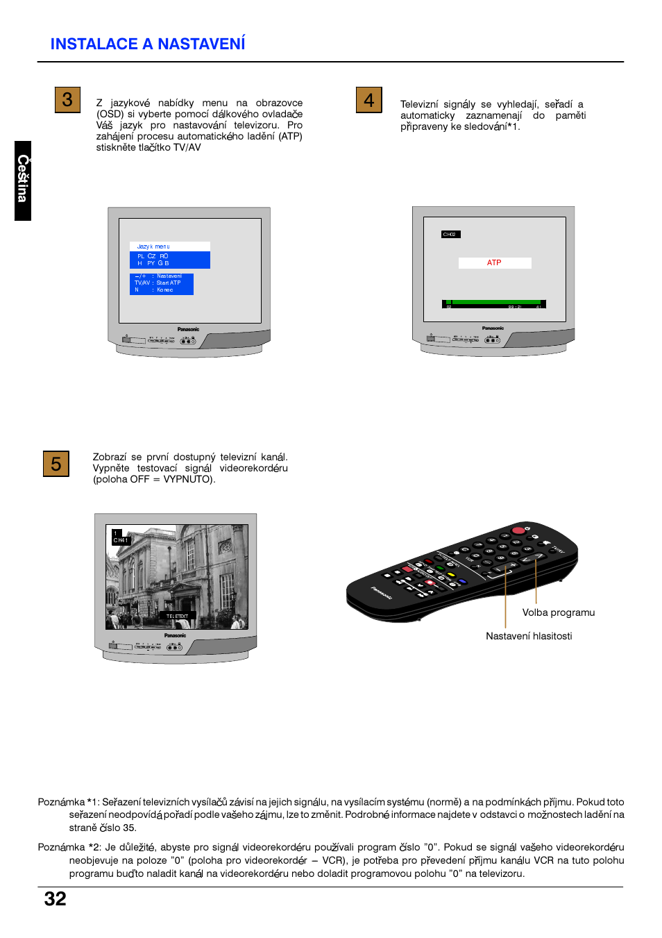 Instalace a nastaveni | Panasonic TX21S3TP User Manual | Page 32 / 40