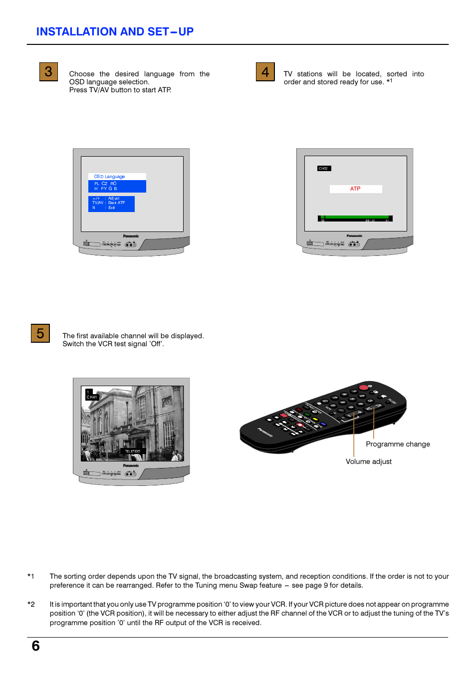 Installation and set-up | Panasonic TX21S3TP User Manual | Page 6 / 40