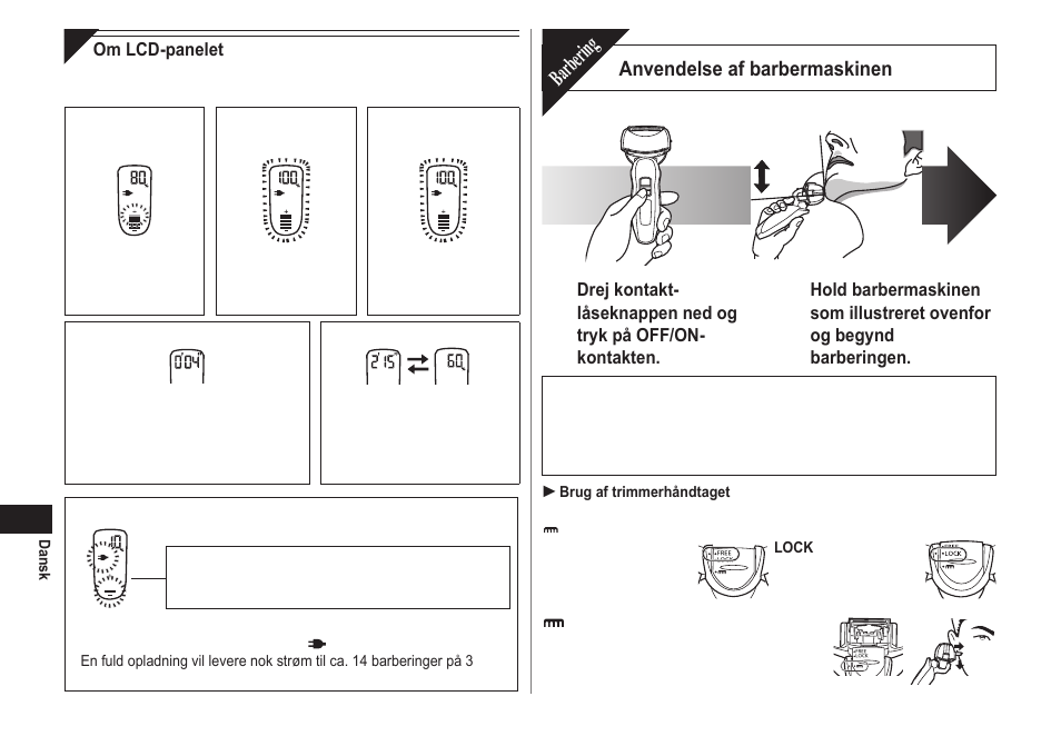 Barbering, Anvendelse af barbermaskinen | Panasonic ESLA63 User Manual | Page 42 / 108