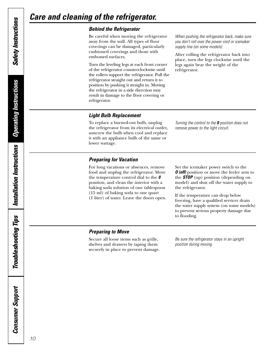 Care and cleaning of the refrigerator | Americana Appliances 17 User Manual | Page 10 / 56