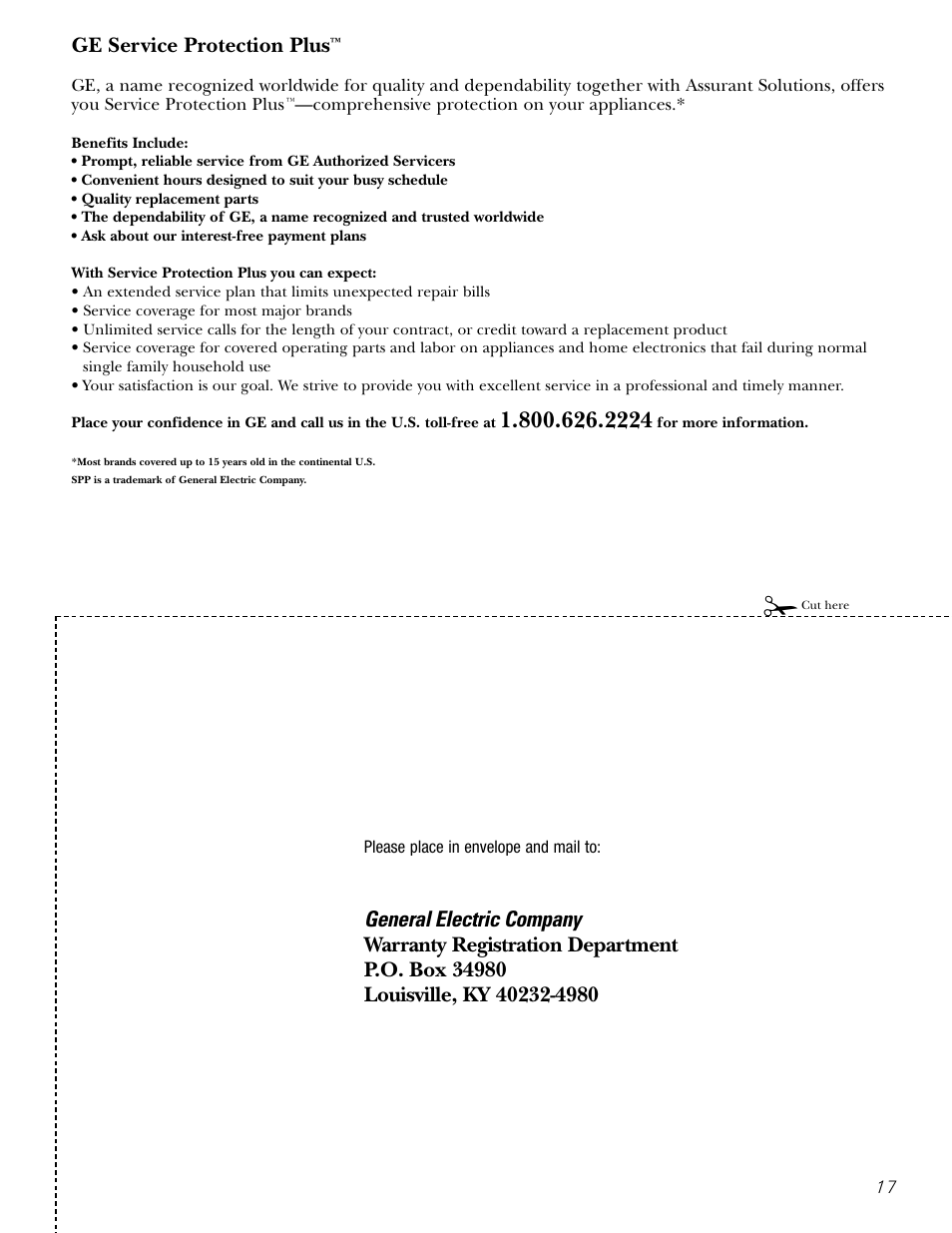 Product registration, Product registration , 18, General electric company | Ge service protection plus | Americana Appliances 197D5984P004 User Manual | Page 17 / 40